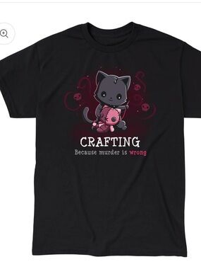 TeeTurtle Black 'Crafting' Graphic Tee with Pink Accents
